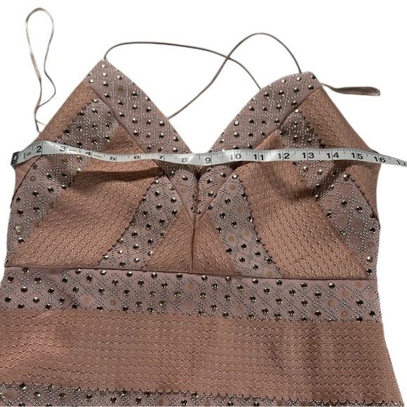 TOP SHOP PLUNGE STUDDED DETAIL MINI DRESS sz 6 - Picture 6 of 8